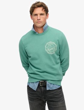 Superdry Herren Lässiges, Einfarbiges Lo-fi Outdoor Rundhals-sweatshirt Grün - Größe: XL