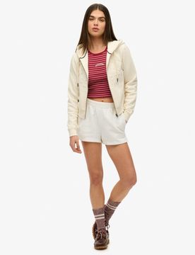 Superdry Damen Athletic Essentials Shorts mit Farblich Abgestimmter Stickerei White - Größe: 44