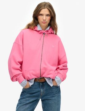 Superdry Women's Studios Kapuzenjacke mit Reißverschluss Pink - Größe: 42