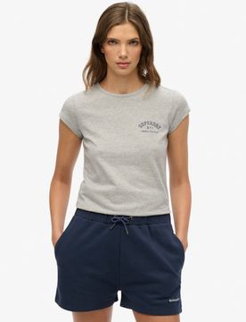 Superdry Damen Athletic Essential T-shirt mit Noppenstruktur Grey - Größe: 38