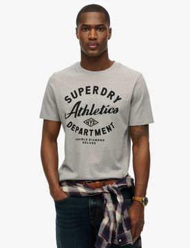 Superdry Herren Lässiges Athletic T-shirt Grau - Größe: M