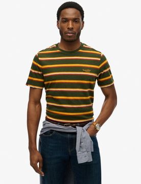 Superdry Herren Essentials Stripe T-shirt Green - Größe: Xxxl