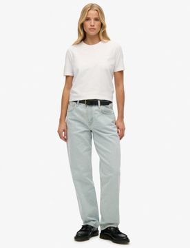 Superdry Damen Jeans mit Mittlerem Bund und Geradem Bein Blue - Größe: 30/32