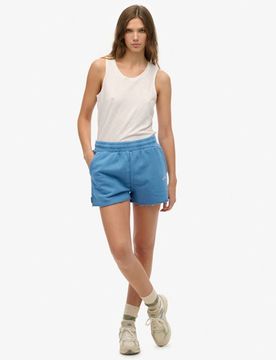 Superdry Damen Essential Logo Garment Dye Shorts Blue - Größe: 36