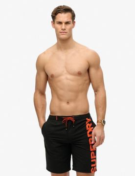 Superdry Herren Klassische 48-cm-Boardshorts mit Logo Black - Größe: XL