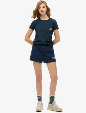 Superdry Women's Athletic Essentials Shorts mit Grafik Marineblau - Größe: 42
