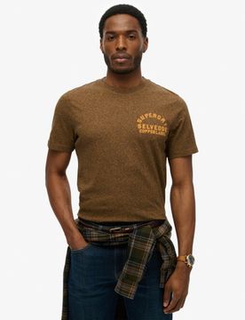 Superdry Herren Läsiges Copper Label T-shirt Brown - Größe: L