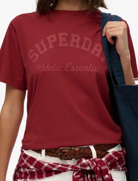Superdry Damen Athletic Essentials Lockeres T-shirt Red - Größe: 36