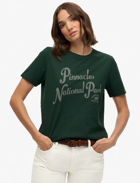 Superdry Damen Lo-fi Outdoors Relaxed T-shirt Green - Größe: 40
