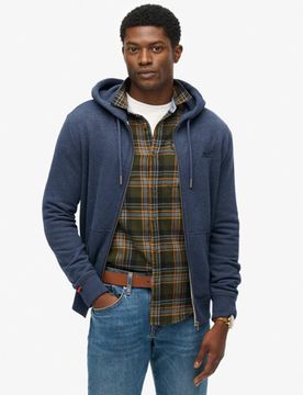 Superdry Herren Essential Logo Zip-hoodie mit Angerauter Innenseite Navy - Größe: L