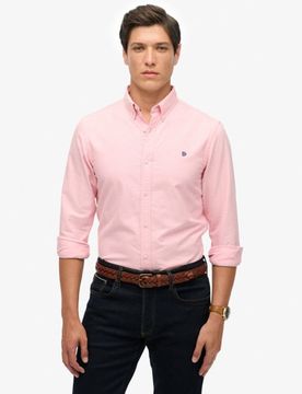 Superdry Herren Klassisches Oxford-hemd mit Langen Ärmeln Pink - Größe: L