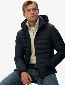 Superdry Herren Fuji Steppjacke mit Kapuze Navy - Größe: M