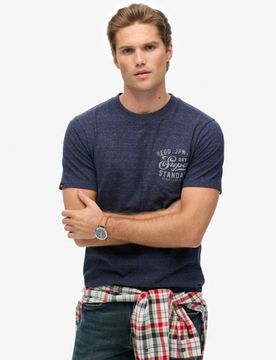 Superdry Herren Lässiges Industrial T-shirt Dark Blue - Größe: Xxl