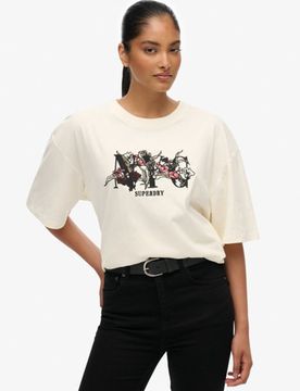 Superdry Damen Night Garden T-shirt in Übergröße White - Größe: 42