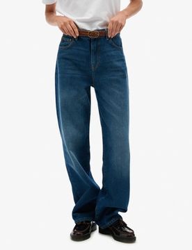 Superdry Damen Bio-baumwoll Jeans mit Hohem Bund und Weitem Bein Blue - Größe: 32/32
