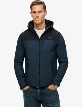 Superdry Herren Soft Shell Trekkerjacke Mit Kapuze, Marineblau & Schwarz - Größe: XXL