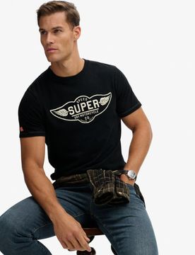 Superdry Herren Lässiges Auto Logo T-shirt Black - Größe: XL