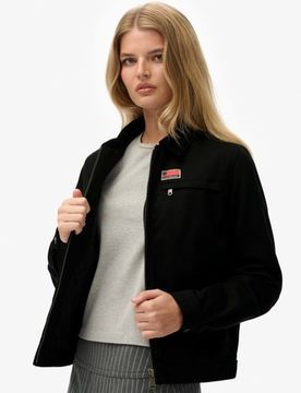 Superdry Damen Cord-kragen Steppjacke im Ranch-stil Black - Größe: 36