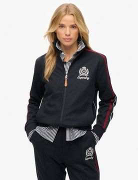 Superdry Damen Baumwolle Gesticktes Logo Country Club Trainingsoberteil, Marineblau - Größe: 38
