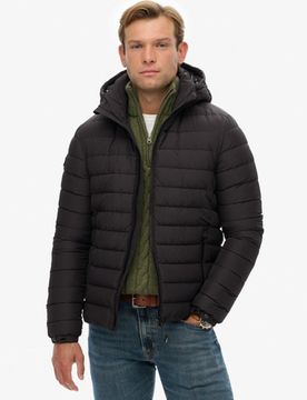 Superdry Herren Gesteppt Fuji Kapuzenjacke, Schwarz - Größe: M
