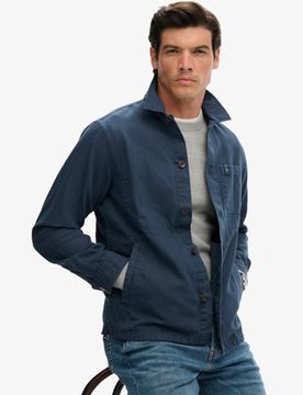 Superdry Herren The Merchant Store Leinengemischtes Overshirt Navy - Größe: L