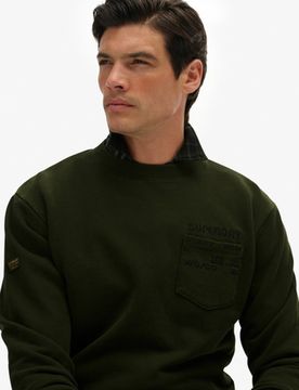 Superdry Herren Baumwolle Gestickte Grafik Lockeres Utility-Sweatshirt, Dunkelgrün - Größe: XXL