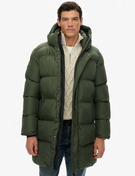 Superdry Herren Gesticktes Logo Sportliche Kapuzen-Steppjacke, Dunkelgrün - Größe: XL