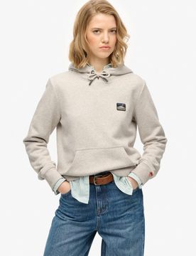 Superdry Damen Baumwolle Logostickerei Great Outdoors Kapuzenpullover, Beige - Größe: 40