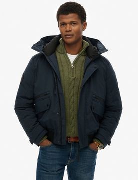 Superdry Herren Gesticktes Logo Wattierte City Bomberjacke, Marineblau - Größe: L