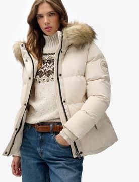 Superdry Damen Everest Classic Pufferjacke Pink - Größe: 44