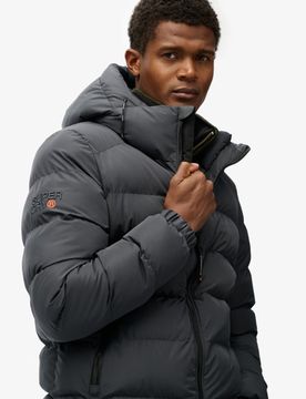 Superdry Herren Kapuzen-sportpufferjacke Black - Größe: L