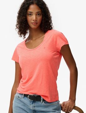 Superdry Damen Studios T-shirt mit Tiefem Ausschnitt Cream - Größe: 44