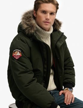 Superdry Herren Everest Kunstfell-bomberjacke Green - Größe: Xxl
