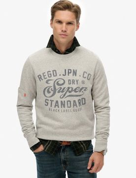 Superdry Herren Baumwolle Grafik Logo Lässiges Industrial Sweatshirt, Hellgrau - Größe: M