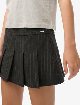 Superdry Damen Nadelstreifen Faltenrock Mini Grey - Größe: 42