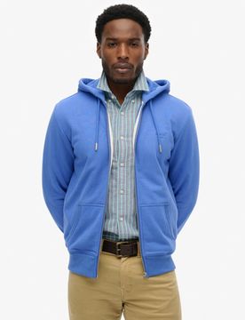 Superdry Herren Essential Logo Zip-hoodie mit Halbfleece Blue - Größe: Xxl