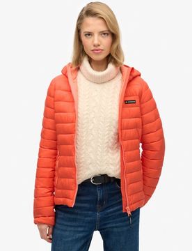 Superdry Damen Fuji Lite Steppjacke mit Kapuze Cream - Größe: 40