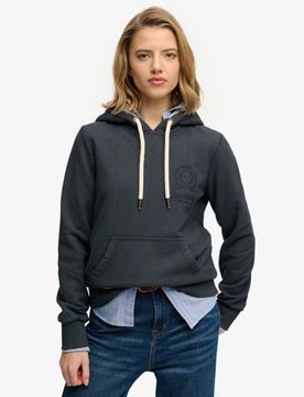 Superdry Damen Gesticktes Logo Finest Goods Hoodie Mit lockerer Passform, Marineblau - Größe: 36