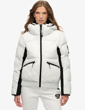 Superdry Damen Skibomberjacke mit Kapuze White - Größe: 38