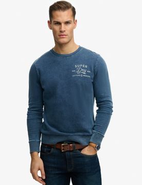 Superdry Herren Baumwolle Gedrucktes Grafik Cutters And Makers Sweatshirt In Lockerer Passform, Blau - Größe: XXL
