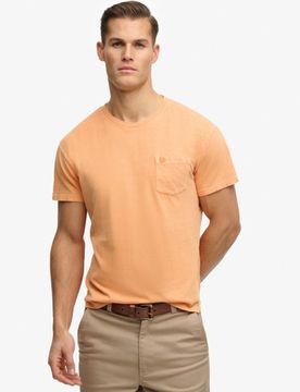 Superdry Herren Klassisches Baumwoll-leinen T-shirt mit Tasche Orange - Größe: XL