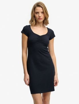Superdry Damen Jersey-minikleid mit Sweetheart-ausschnitt Navy - Größe: 34