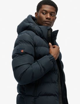 Superdry Herren Kapuzen-sportpufferjacke Navy - Größe: S
