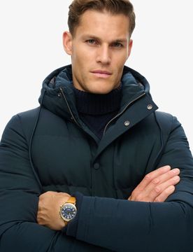 Superdry Herren Everest Kurze Pufferjacke mit Kapuze Marineblau - Größe: Xxl