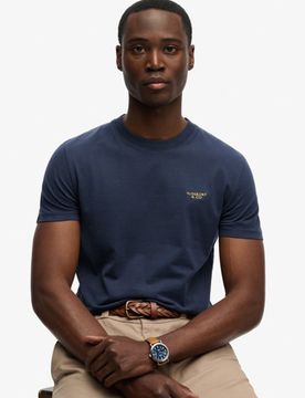 Superdry Herren Essential Gesticktes Logo T-shirt in Schmaler Passform Navy - Größe: XL