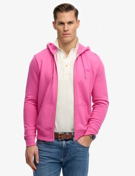 Superdry Herren Essential Logo Zip-hoodie mit Angerauter Innenseite Pink - Größe: L