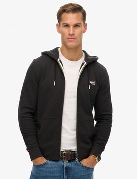 Superdry Herren Essential Logo Zip-hoodie mit Halbfleece Black - Größe: L