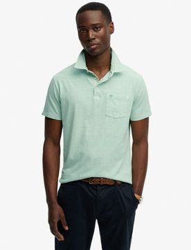 Superdry Herren Klassisches Baumwoll-leinen Polohemd Green - Größe: Xxl