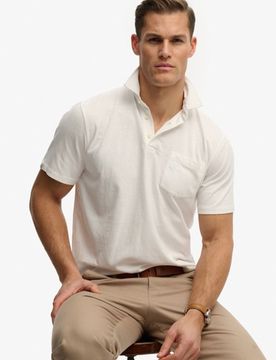 Superdry Herren Klassisches Baumwoll-leinen Polohemd White - Größe: L