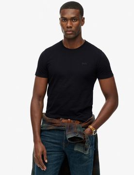 Superdry Herren Schwarz Essential T-Shirt Aus Bio-Baumwolle Mit Logo Bestickt, Größe: S